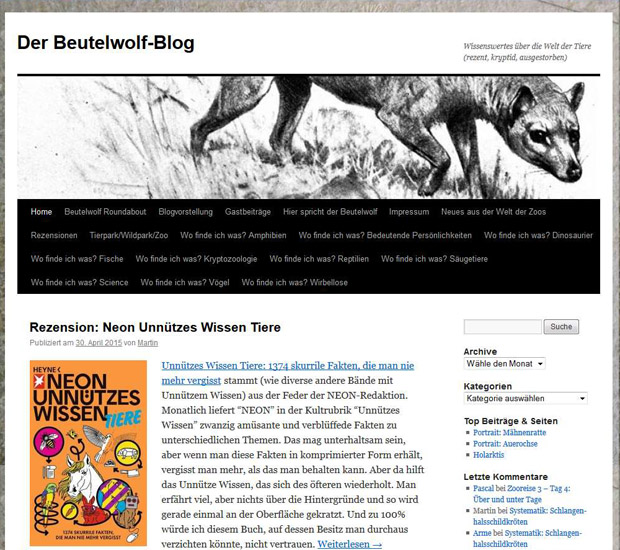 Screenshot Beutelwolf-Blog